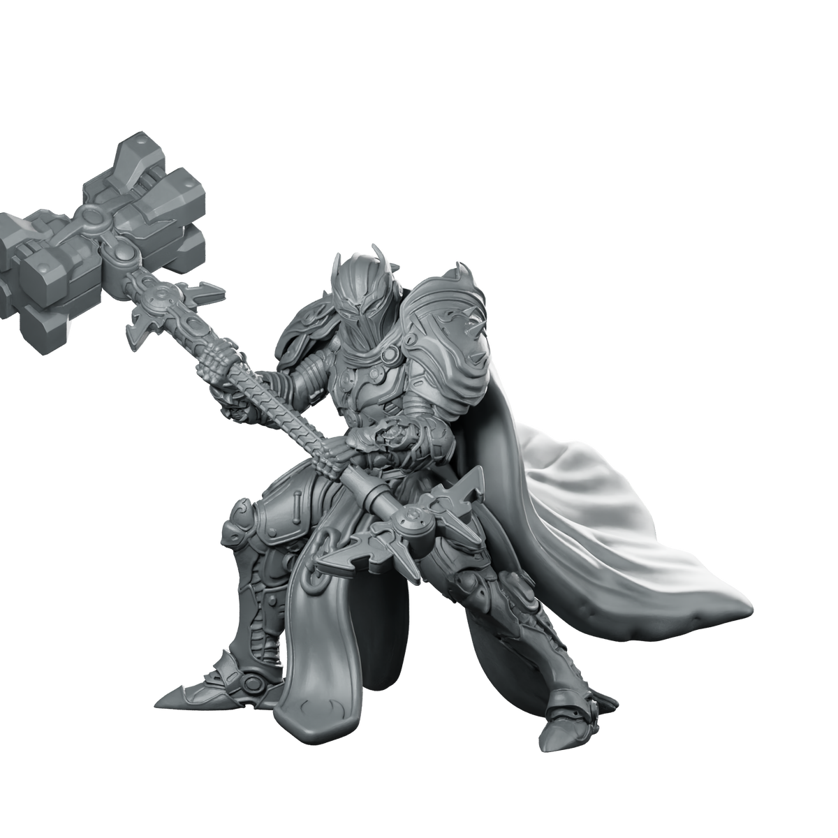 Cyber Paladin Hero Miniature Cloak Knight Miniature 360 Spin 01