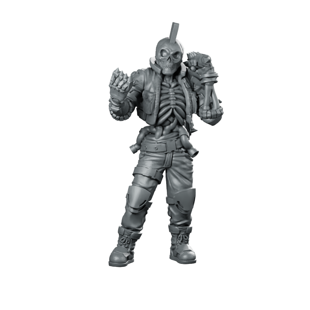 Cyber Skelepunk Menandro Punk Skeleton Cyborg Miniature 360 Spin 01
