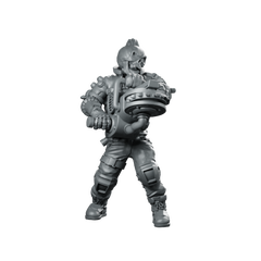 Cyber Skelepunk Numberto Cyborg Heavy Gunner Miniature 360 Spin 01