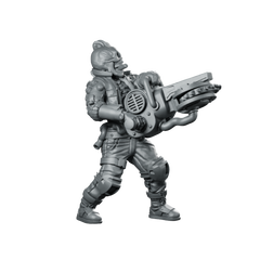 Cyber Skelepunk Numberto Cyborg Heavy Gunner Miniature 360 Spin 02