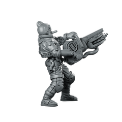 Cyber Skelepunk Numberto Cyborg Heavy Gunner Miniature 360 Spin 03