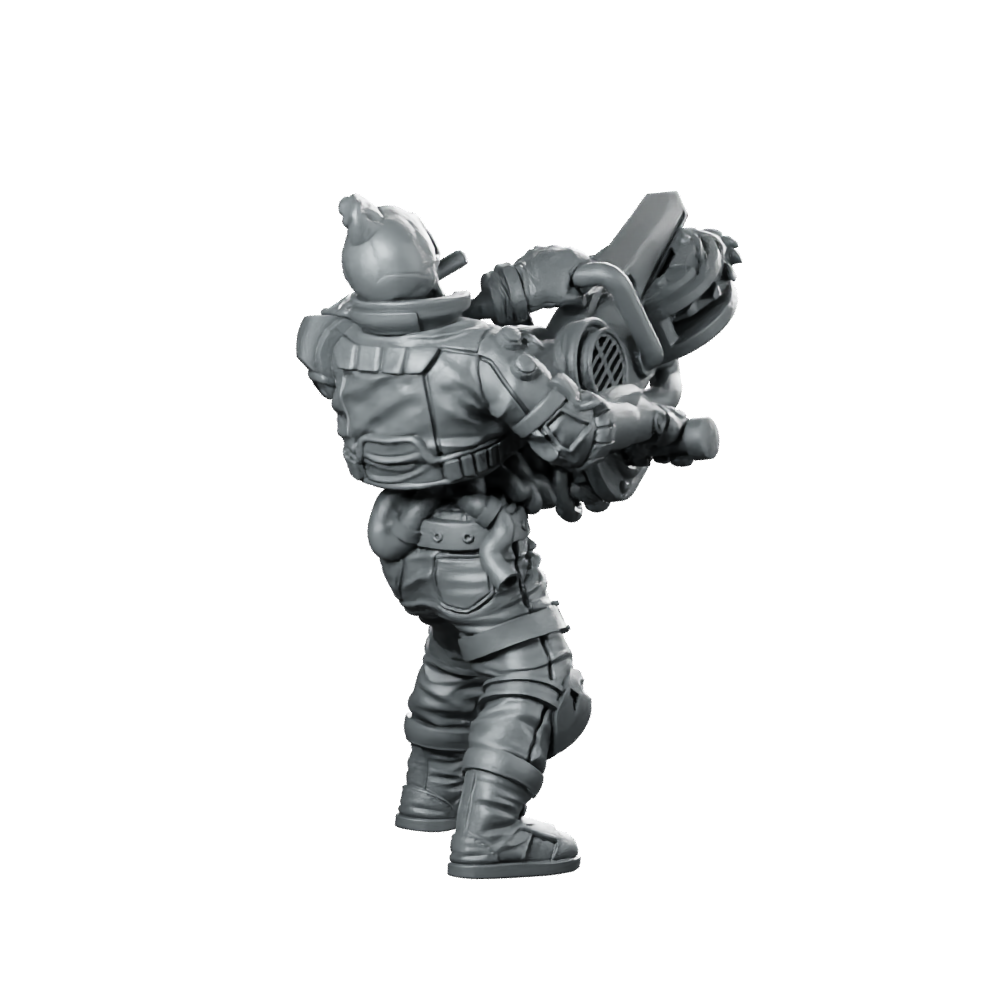 Cyber Skelepunk Numberto Cyborg Heavy Gunner Miniature 360 Spin 04