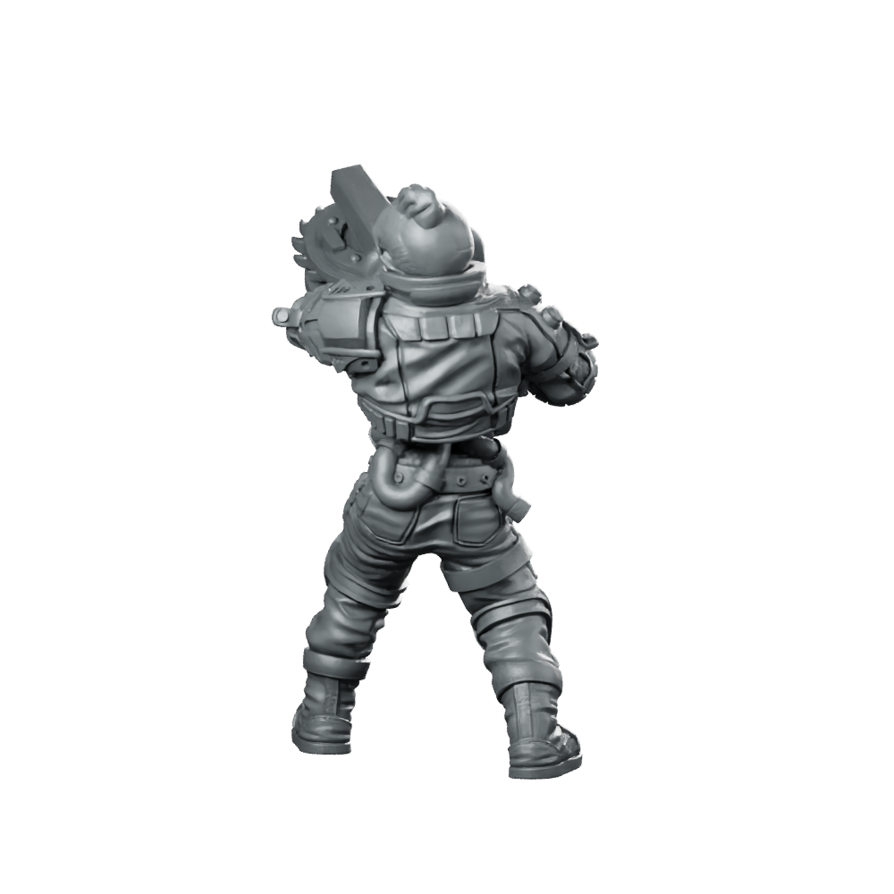 Cyber Skelepunk Numberto Cyborg Heavy Gunner Miniature 360 Spin 05