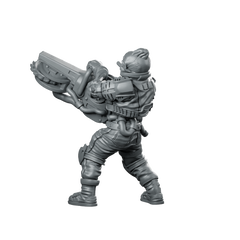 Cyber Skelepunk Numberto Cyborg Heavy Gunner Miniature 360 Spin 06