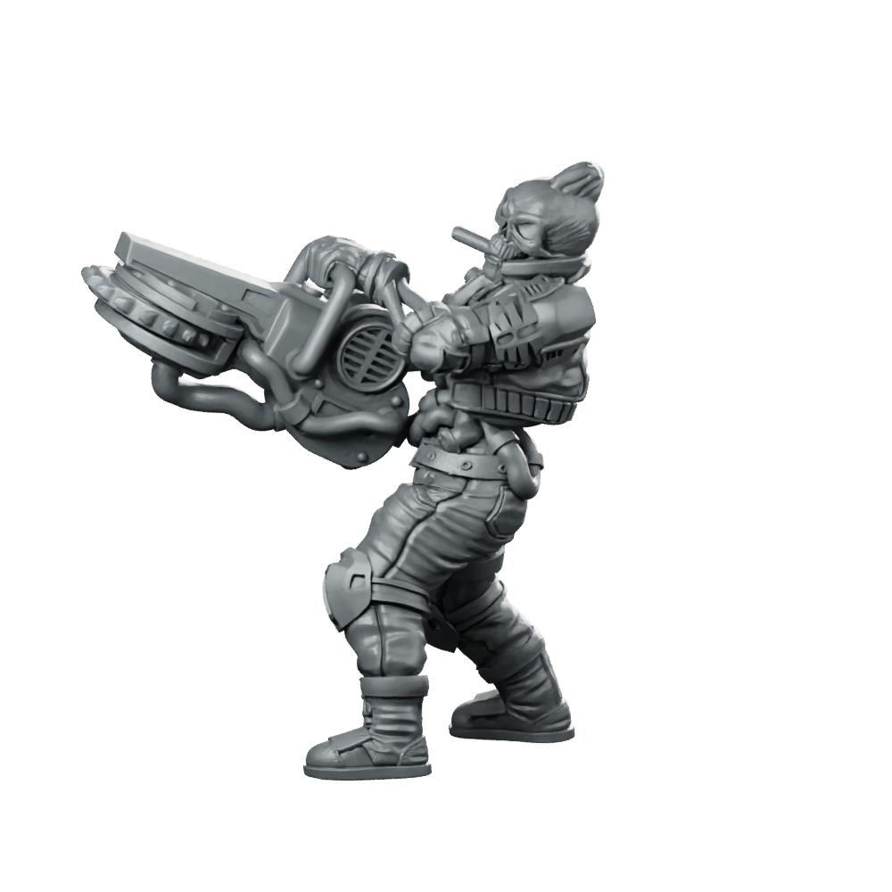Cyber Skelepunk Numberto Cyborg Heavy Gunner Miniature 360 Spin 07