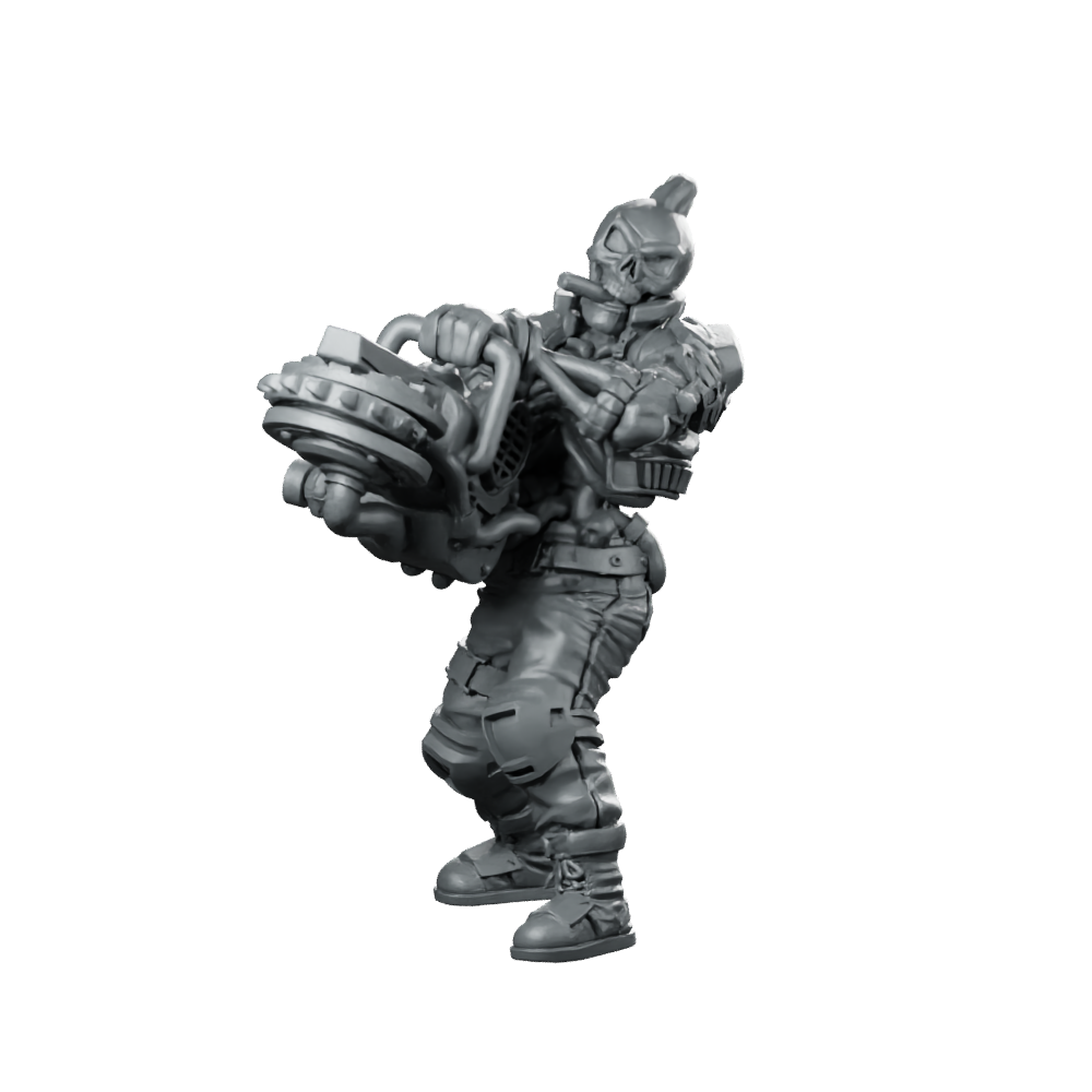 Cyber Skelepunk Numberto Cyborg Heavy Gunner Miniature 360 Spin 08