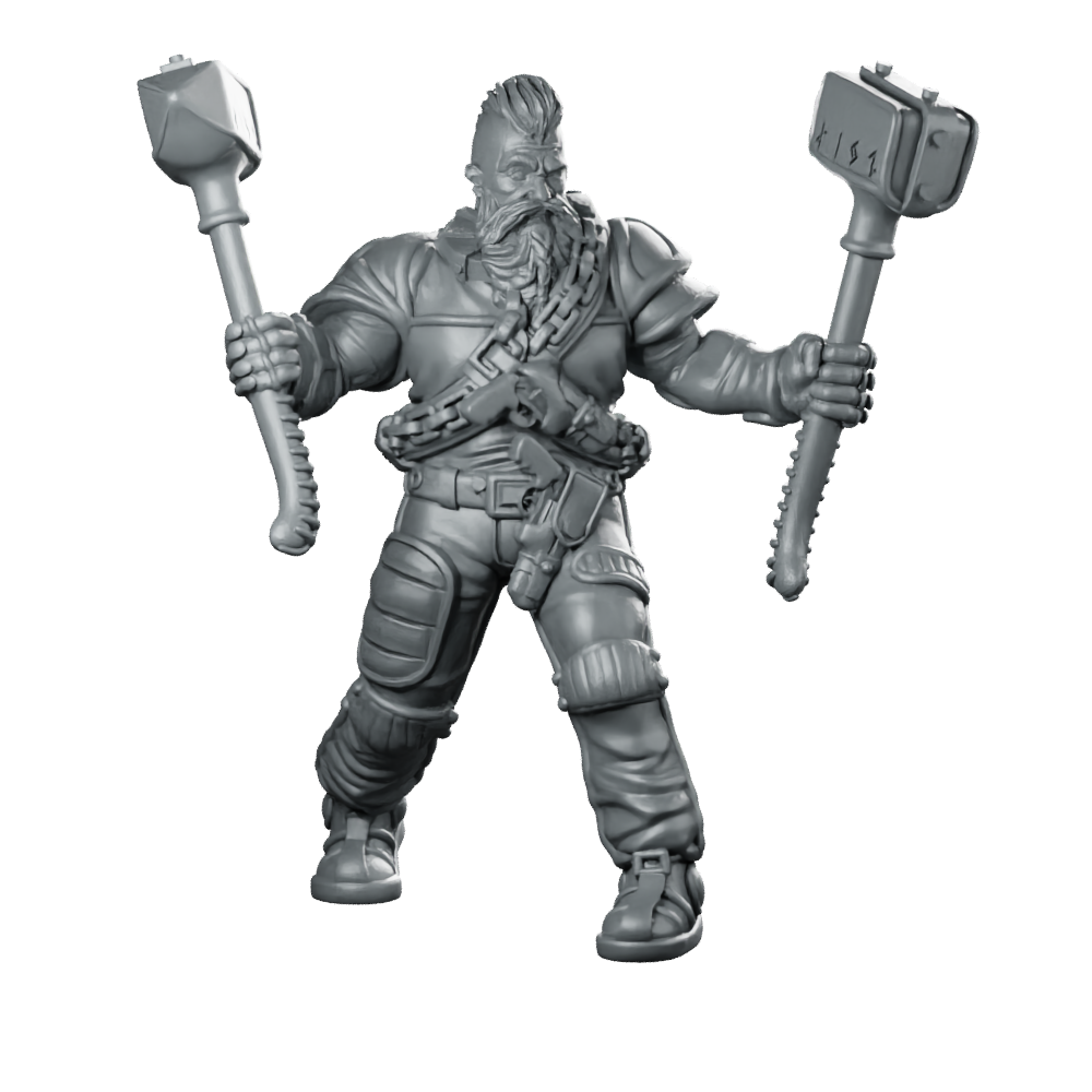 Cyber Viking Ragmar Mohawk Brawler Miniature 360 Spin 01
