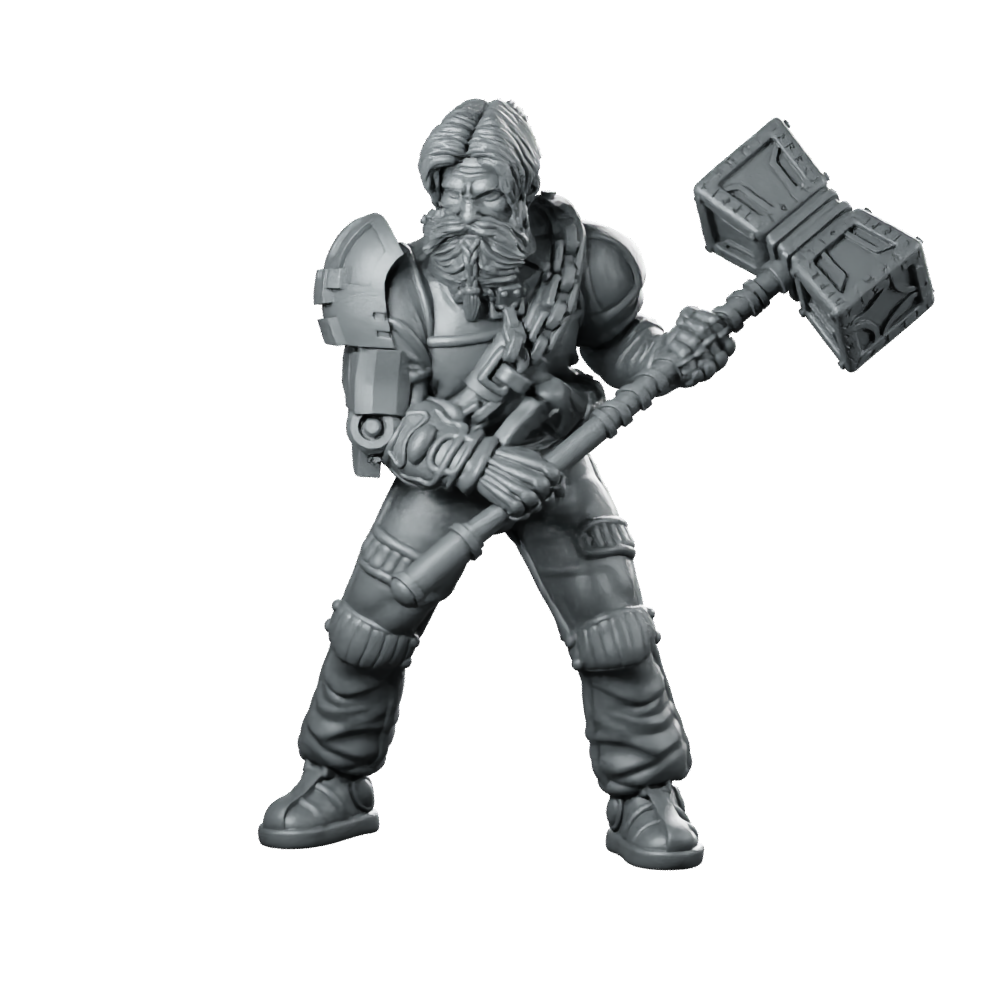 Viking Towr Gang Leader Miniature Cyberpunk Enforcer Miniature 360 Spin 01