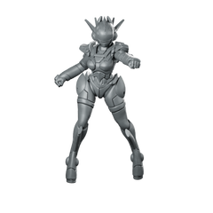 Cyberbabe Joanna Miniature Cyberpunk Armored Sci-Fi Female Miniature 360 Spin 01