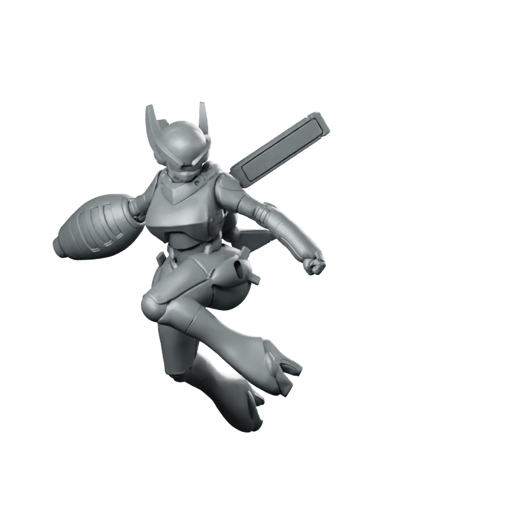 Cyberbabe Mommo Miniature Armored Jetpack Rocket Trooper Miniature 360 Spin 01