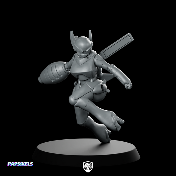 Cyberbabe Mommo Miniature Armored Jetpack Rocket Trooper