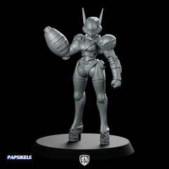 Cyberbabe Sanna Cyborg Gunner - Papsikels Miniatures - We Print Miniatures