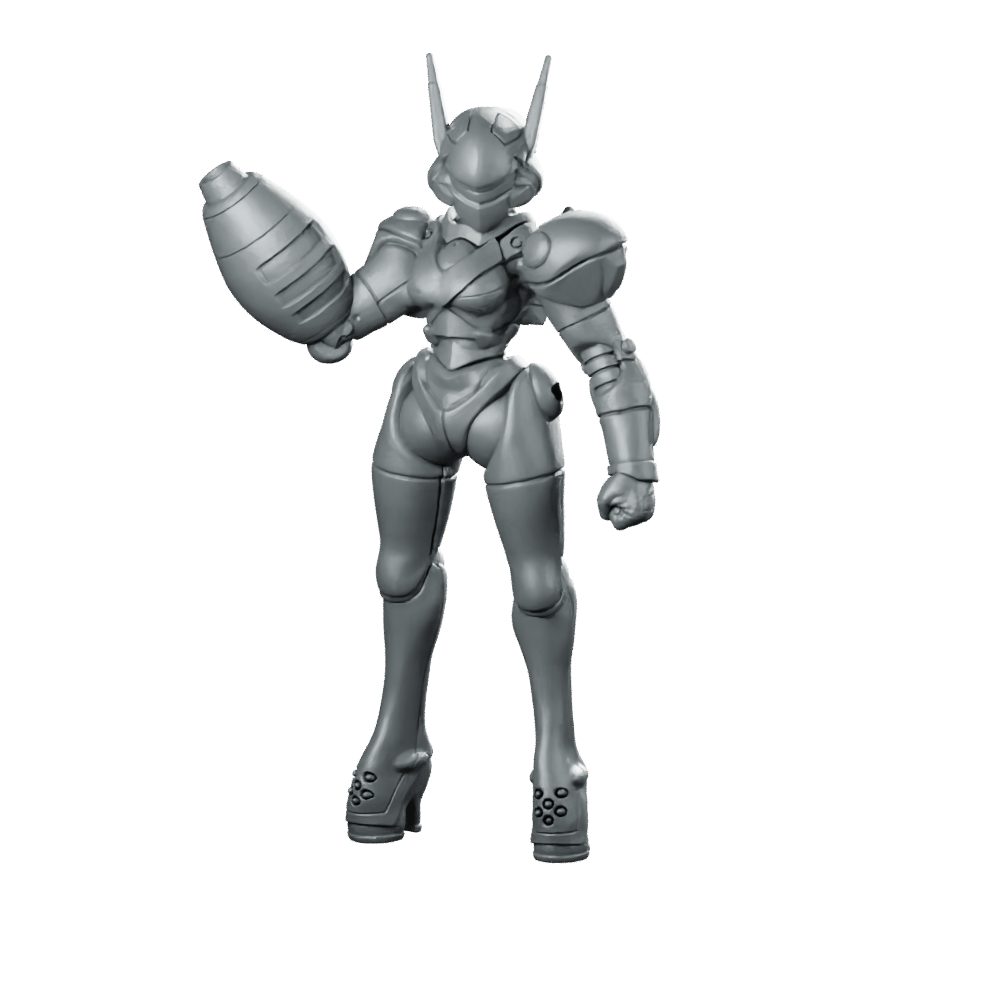Cyberbabe Sanna Cyborg Gunner - Papsikels Miniatures - We Print Miniatures