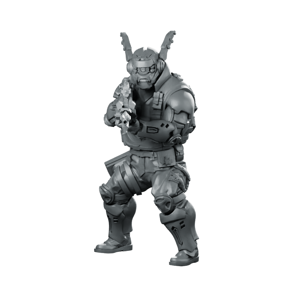 Cybernetic Swat Officer 2 Miniature Tactical Cyberpunk Enforcer - Papsikels Miniatures - We Print Miniatures