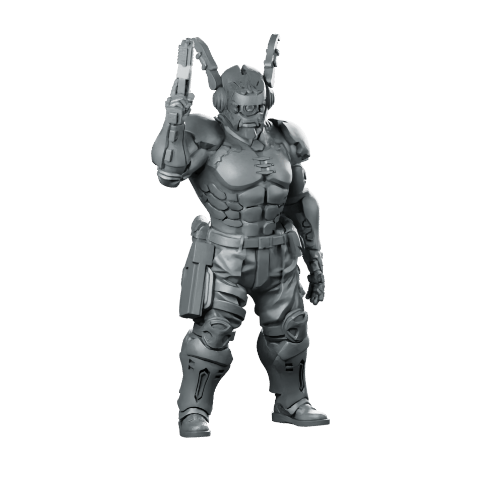 Cybernetic Swat Officer Miniature Cyberpunk Tactical Enforcer - Papsikels Miniatures - We Print Miniatures