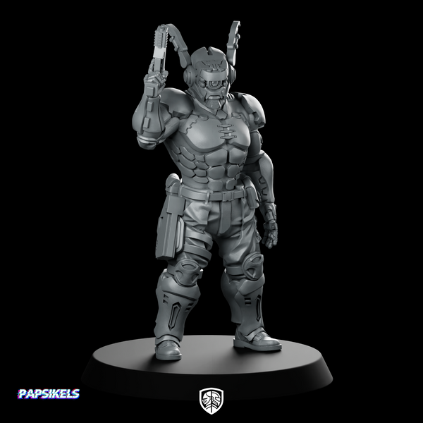 Cybernetic Swat Officer Miniature Cyberpunk Tactical Enforcer