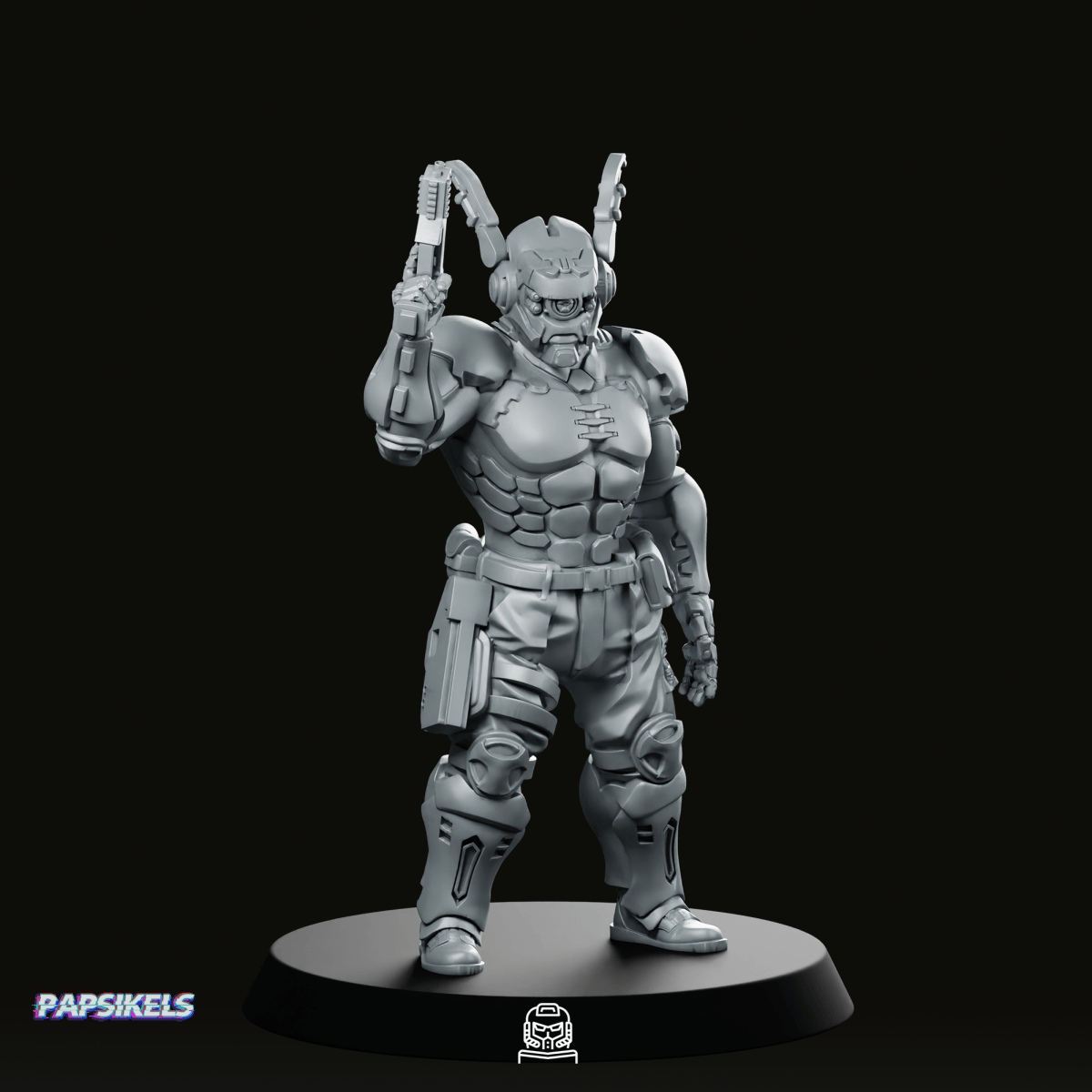 Cybernetic Swat Officer Miniature - Papsikels Miniatures - We Print Miniatures