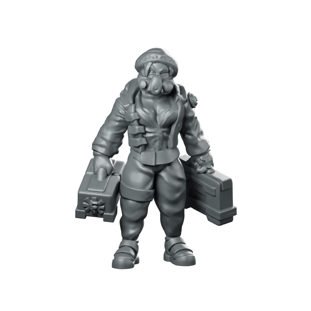 Cyberpunk Female Nurse Field Medic Miniature 360 Spin 01