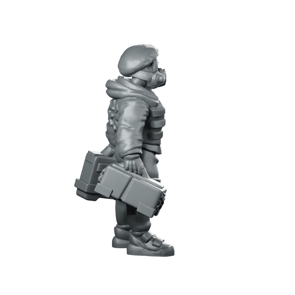 Cyberpunk Female Nurse Field Medic Miniature 360 Spin 03