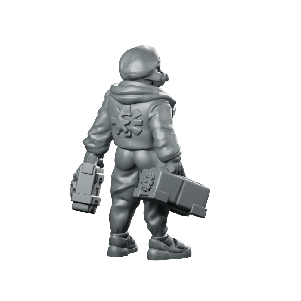 Cyberpunk Female Nurse Field Medic Miniature 360 Spin 04