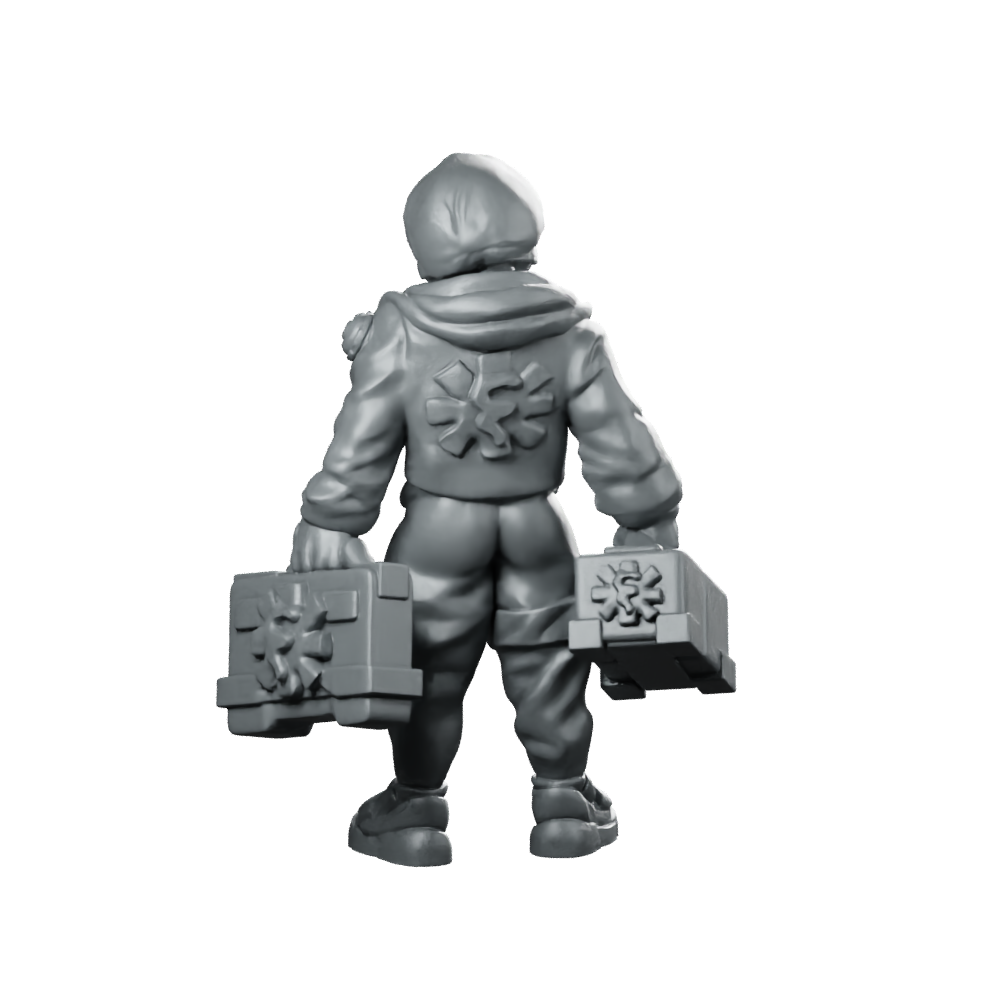 Cyberpunk Female Nurse Field Medic Miniature 360 Spin 05