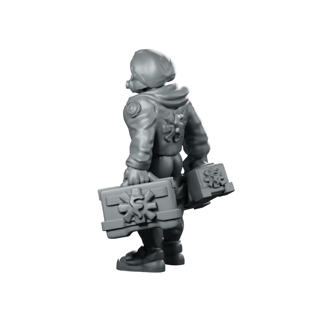 Cyberpunk Female Nurse Field Medic Miniature 360 Spin 06