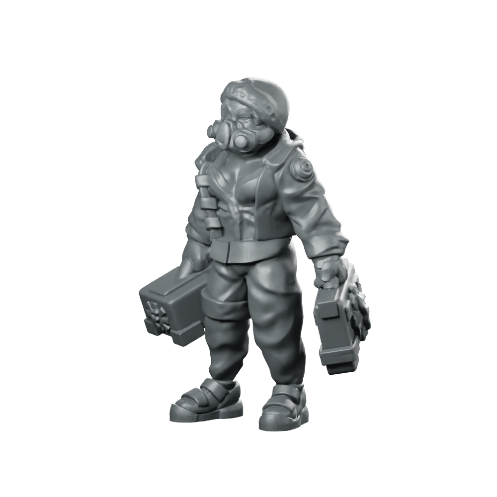 Cyberpunk Female Nurse Field Medic Miniature 360 Spin 08