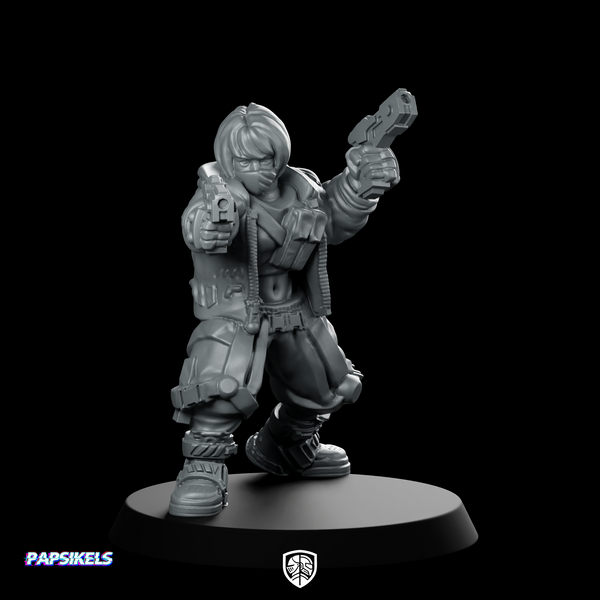 Cyberpunk Girl Dual Handgun Complete Cyber Operative