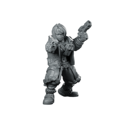 Cyberpunk Girl Dual Handgun Complete Cyber Operative Miniature 360 Spin 01
