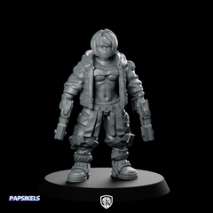 Cyberpunk Girls Double Handgun Down Cyber Mercenary