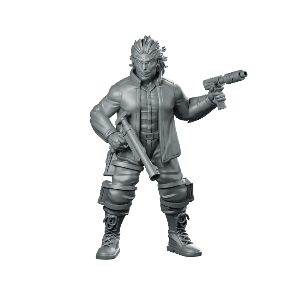 Cyberpunk Hotwire Product Render Cyborg Gunfighter Miniature 360 Spin 01