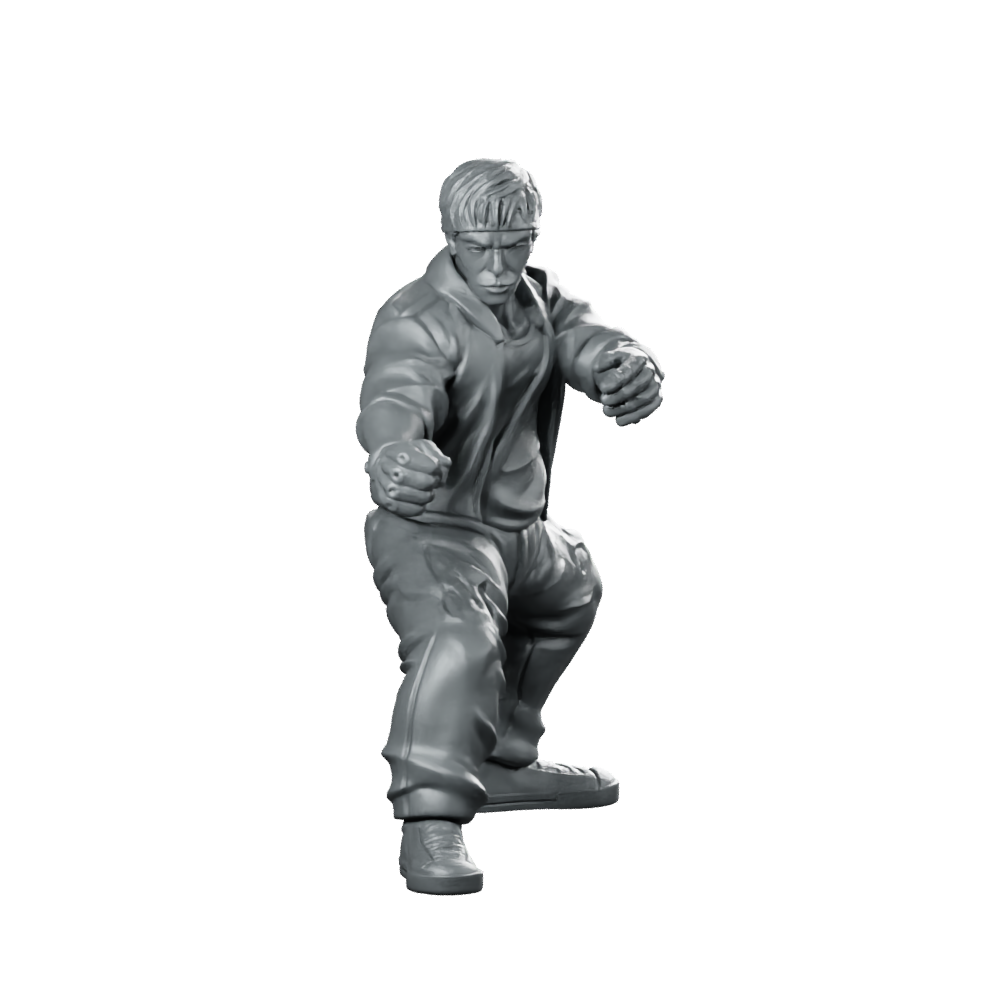 Cyberpunk Kungfu Master Fight Stance Brawler Fighter Miniature 360 Spin 01