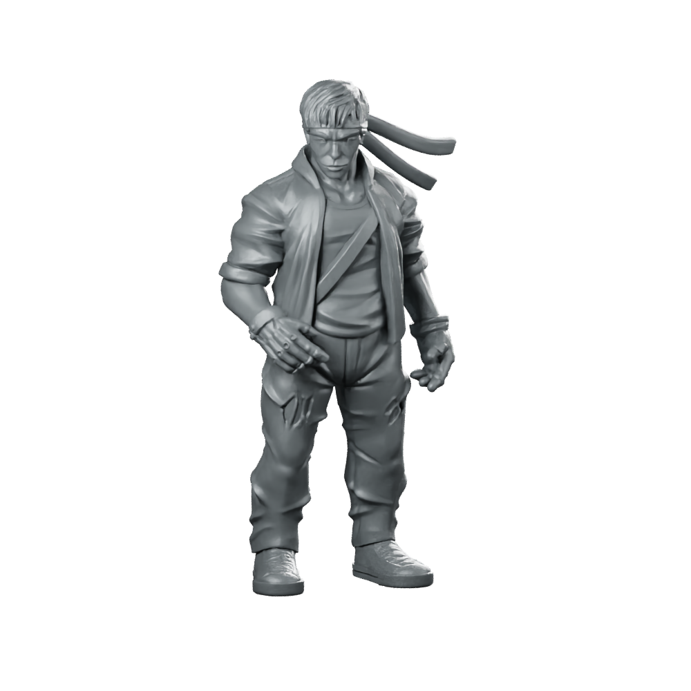 Cyberpunk Kungfu Master Idle Cyborg Brawler Miniature 360 Spin 01