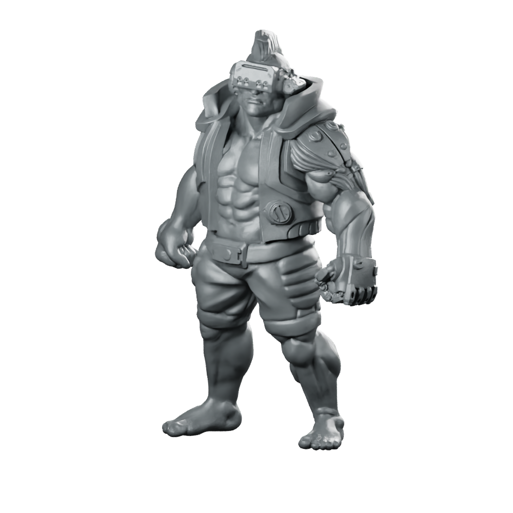 Cyberpunk Male Mma Gangmember Cyborg Brawler Miniature 360 Spin 01