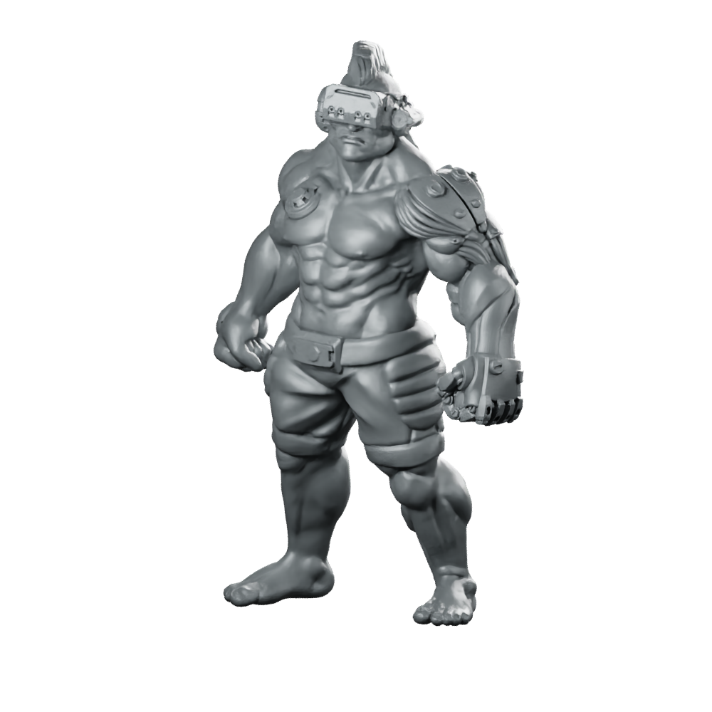 Cyberpunk Male Mma Gangmember No Jacket Cyborg Miniature 360 Spin 01