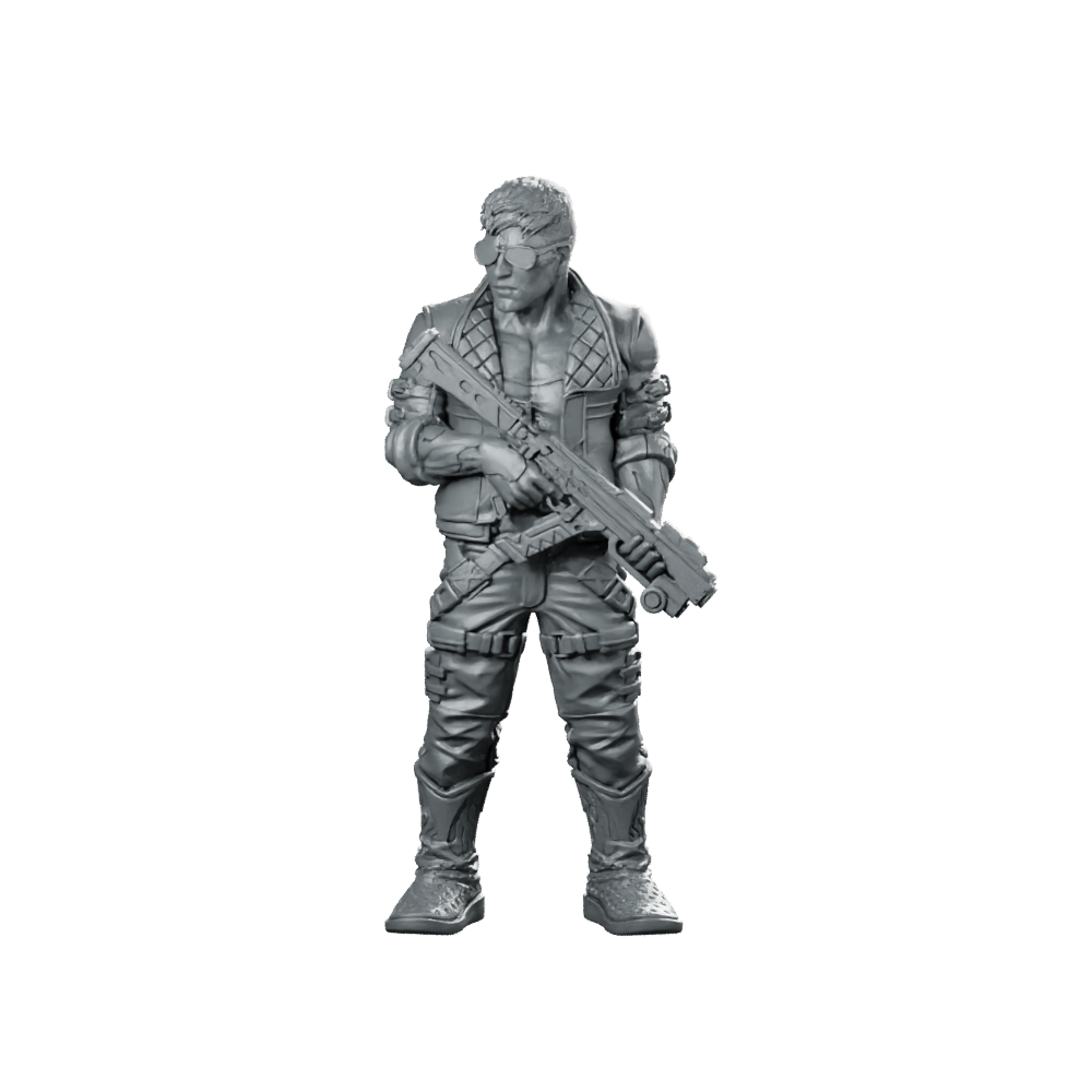 Cyberpunk Male P Nomad Urvandub P5 Sidegrinder Miniature 360 Spin 01