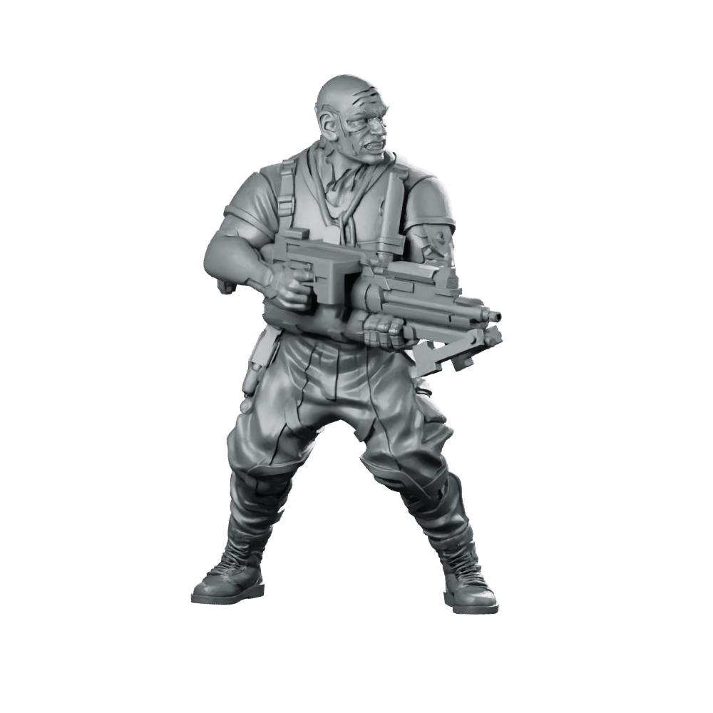 Cyberpunk Militia Gang Leader 1 Miniature Heavy Rifle - Papsikels Miniatures - We Print Miniatures