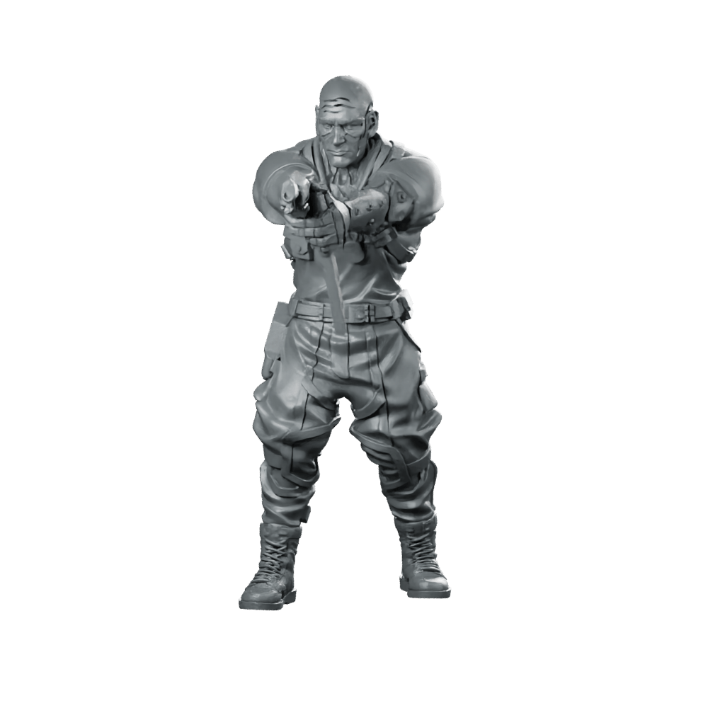 Cyberpunk Militia Gang Leader 2 Miniature Armed - Papsikels Miniatures - We Print Miniatures