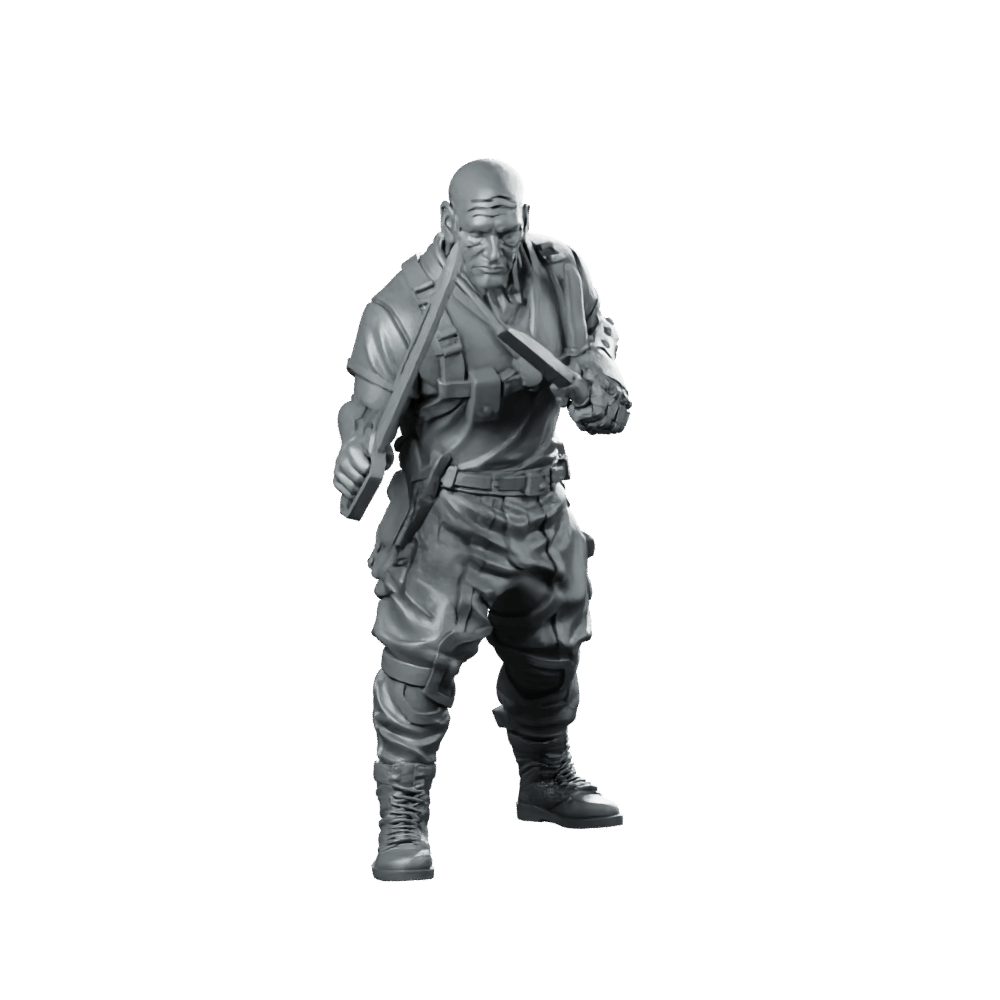 Cyberpunk Militia Gang Leader 3 Miniature Resin - Papsikels Miniatures - We Print Miniatures