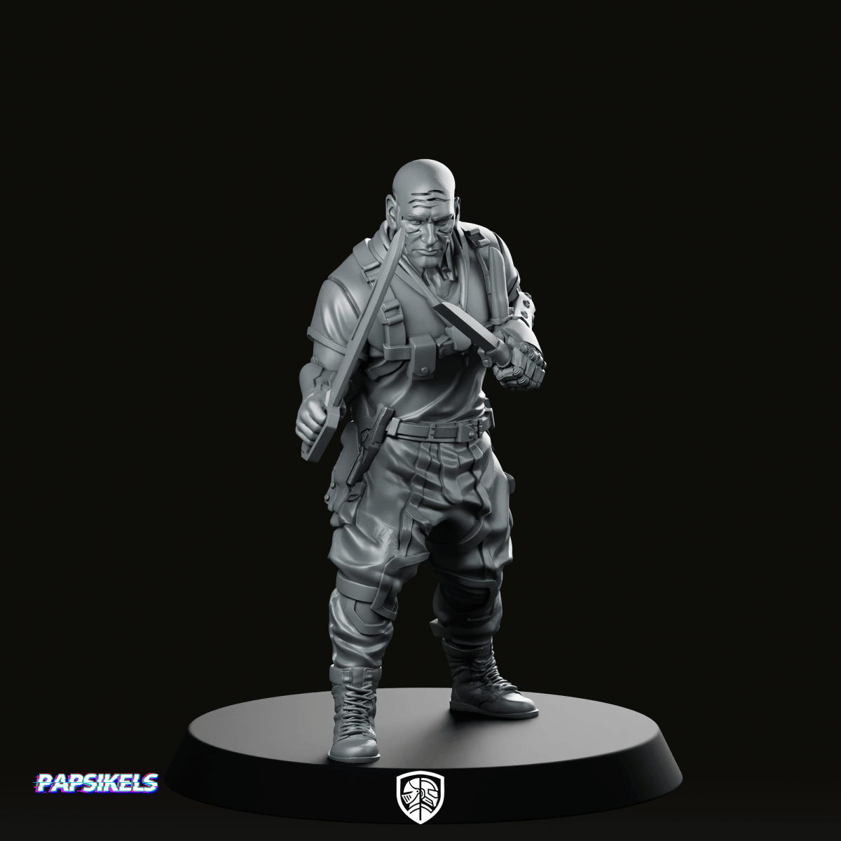 Cyberpunk Militia Gang Leader 3 Miniature Resin - Papsikels Miniatures - We Print Miniatures