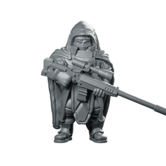 Cyberpunk Poncho Sniper Hooded Sniper Operative Miniature 360 Spin 01