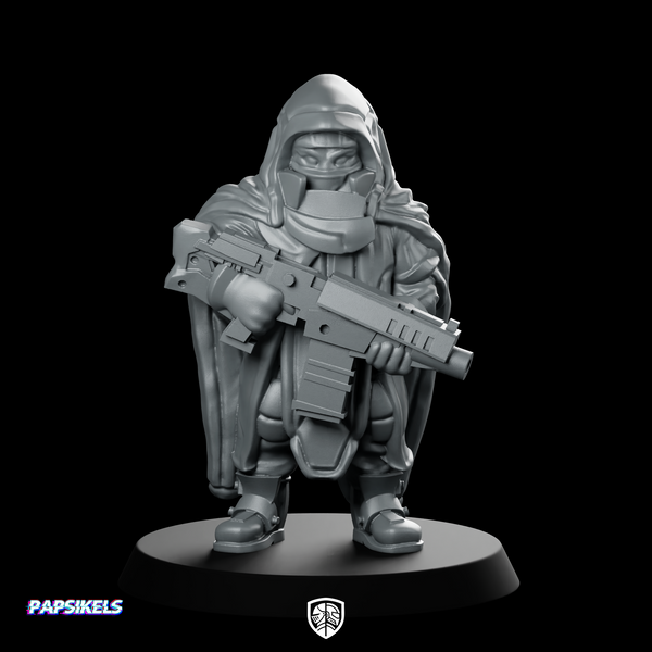 Cyberpunk Poncho Submachinegun Hooded Rifle Operative