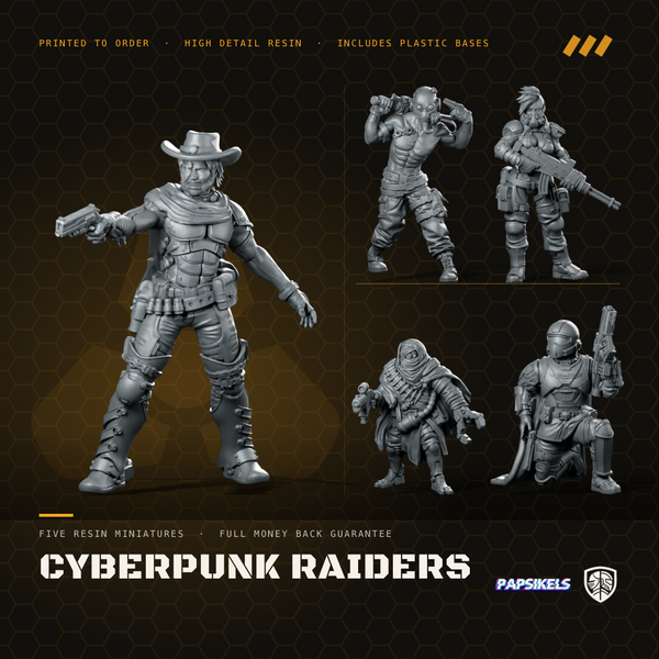 Cyberpunk Raiders Bundle: 5 Papsikels Sci-Fi Miniatures