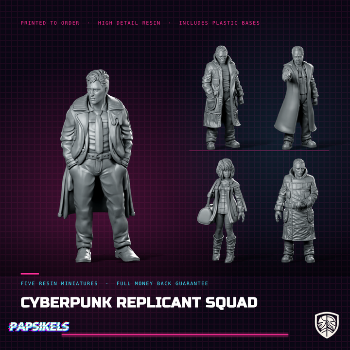 Cyberpunk Replicant Squad Bundle: 5 Resin Miniatures