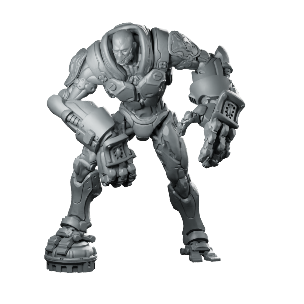 Cyborgpunk Bald Heavy Goon Aggro Crusher Miniature Miniature 360 Spin 01
