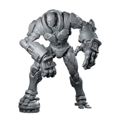 Cyborgpunk Bald Heavy Goon Aggro Crusher Miniature Miniature 360 Spin 01