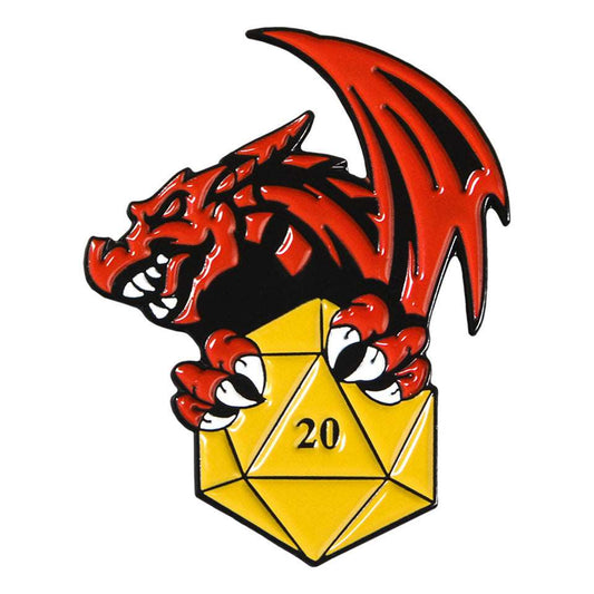 D20 Dragon Pin Badge - Tabletop Dominion - We Print Miniatures