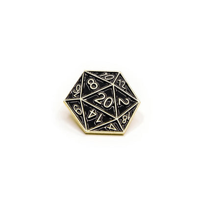 D20 Anstecker | Schwarz &amp; Gold