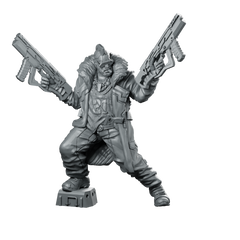 Daboss Cyberpunk Miniature Gang Boss Dual Pistols Miniature 360 Spin 01