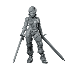 Blademaster Daena Miniature Dual Sword Female Hero Miniature 360 Spin 01